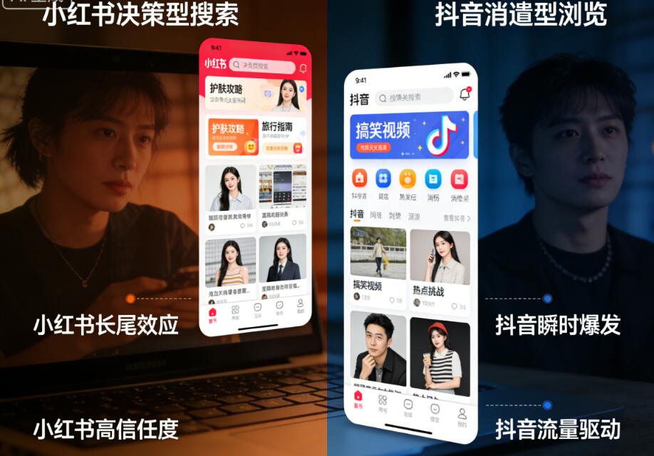 小红书下拉对比抖音下拉框,选择哪个合适